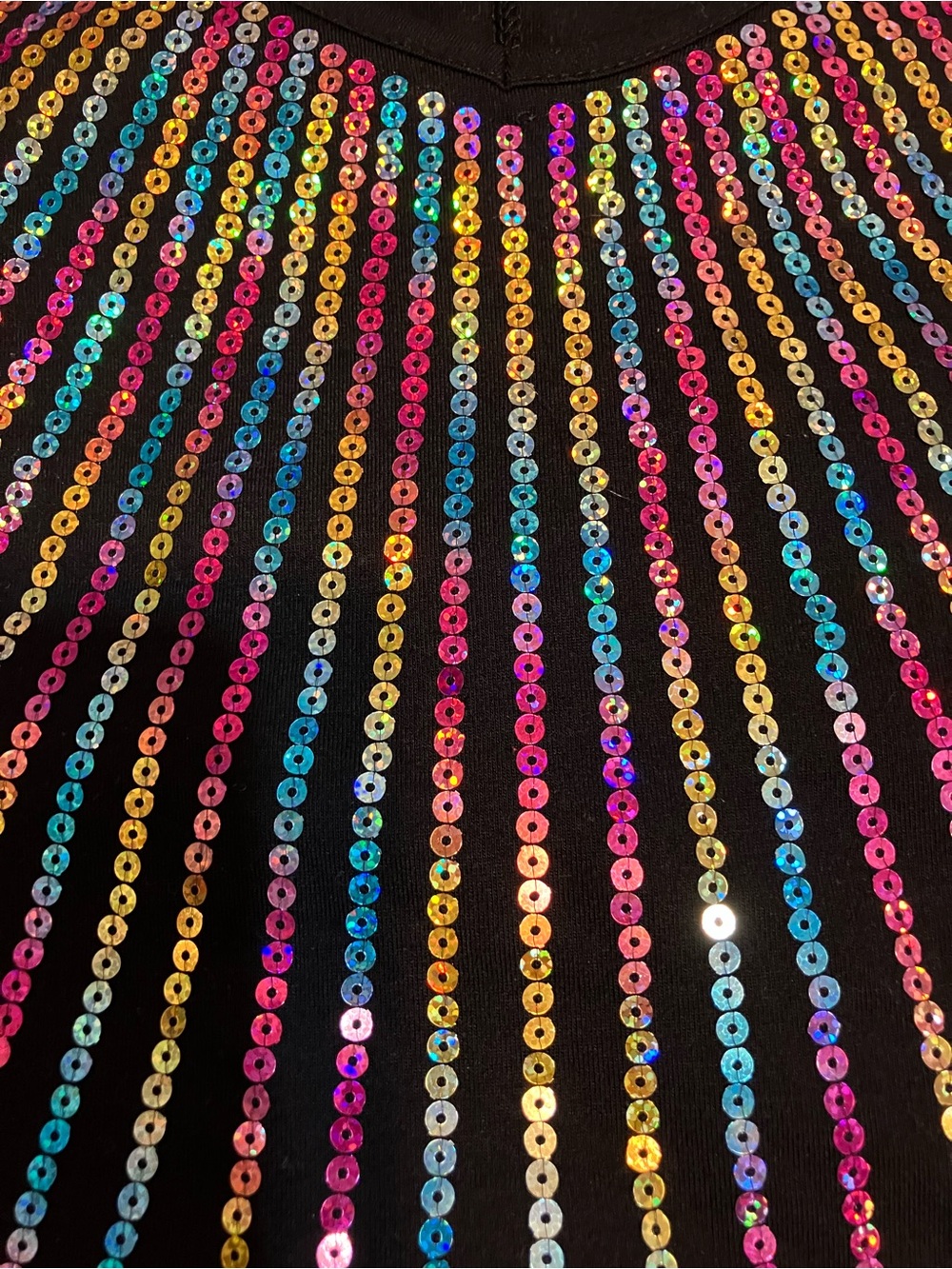 Cato Black Top with Multicolor Sequin Stripes